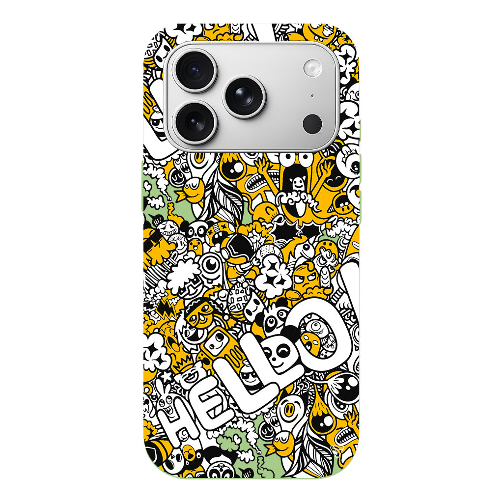 Doodle Hello Lansman Model İçi Kadife Silikon Telefon Kılıfı