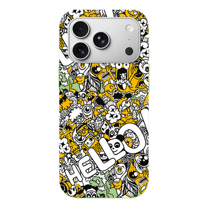 Doodle Hello Lansman Model İçi Kadife Silikon Telefon Kılıfı