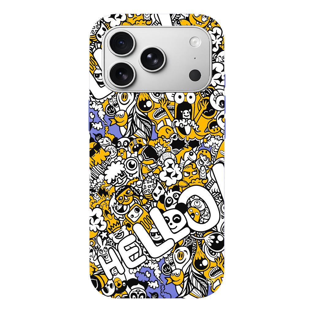 Doodle Hello Lansman Model İçi Kadife Silikon Telefon Kılıfı