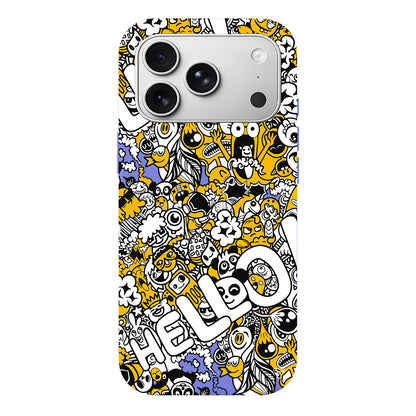 Doodle Hello Lansman Model İçi Kadife Silikon Telefon Kılıfı