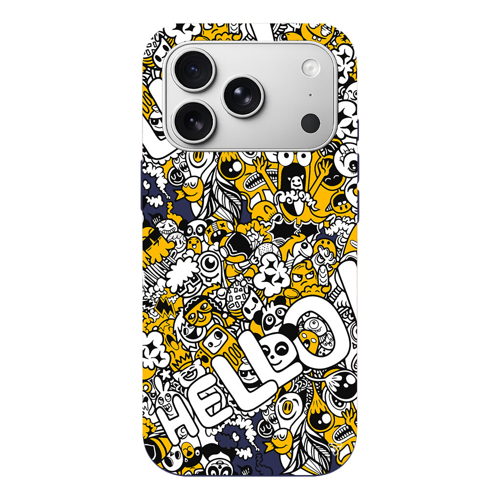 Doodle Hello Lansman Model İçi Kadife Silikon Telefon Kılıfı