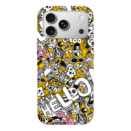 Doodle Hello Lansman Model İçi Kadife Silikon Telefon Kılıfı