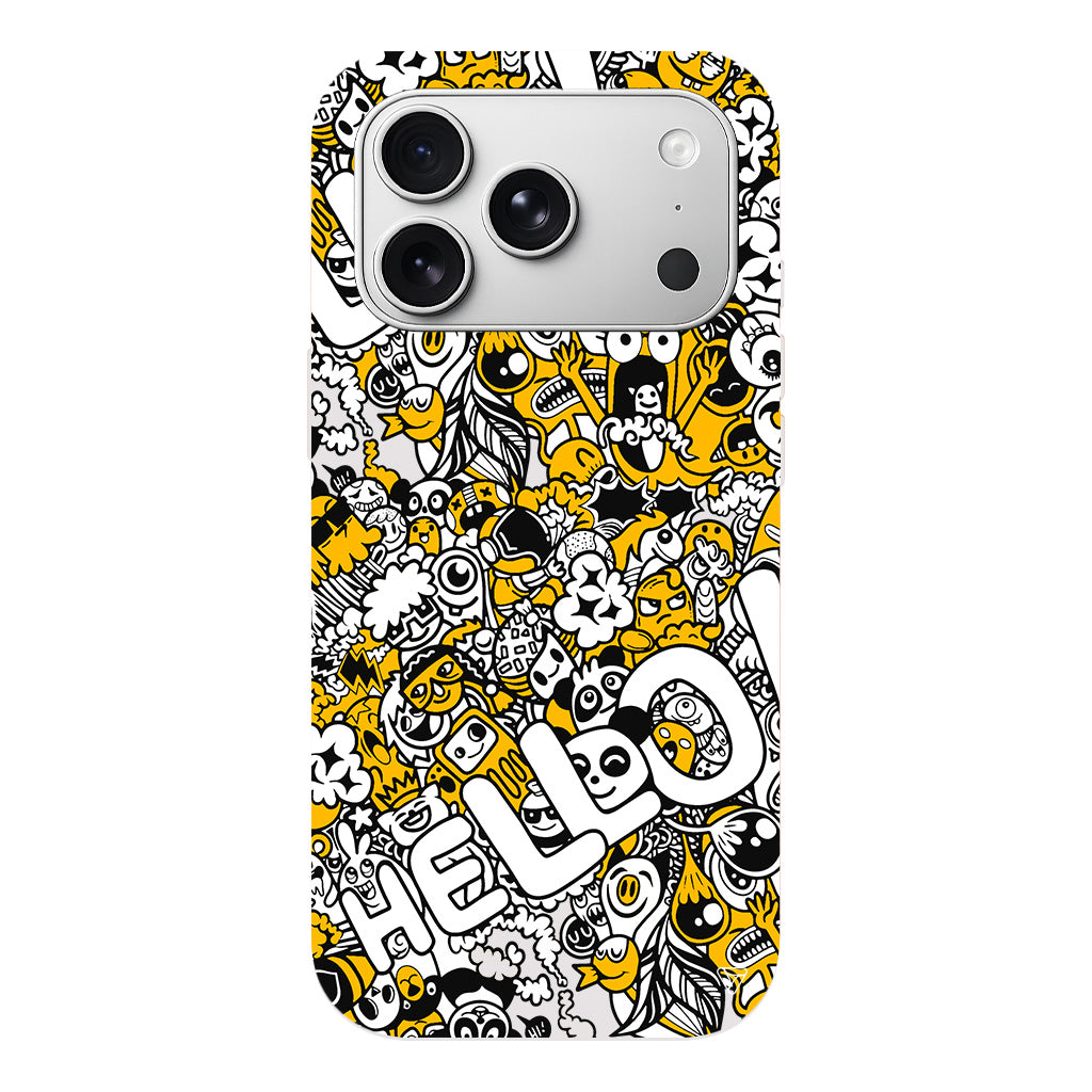 Doodle Hello Lansman Model İçi Kadife Silikon Telefon Kılıfı