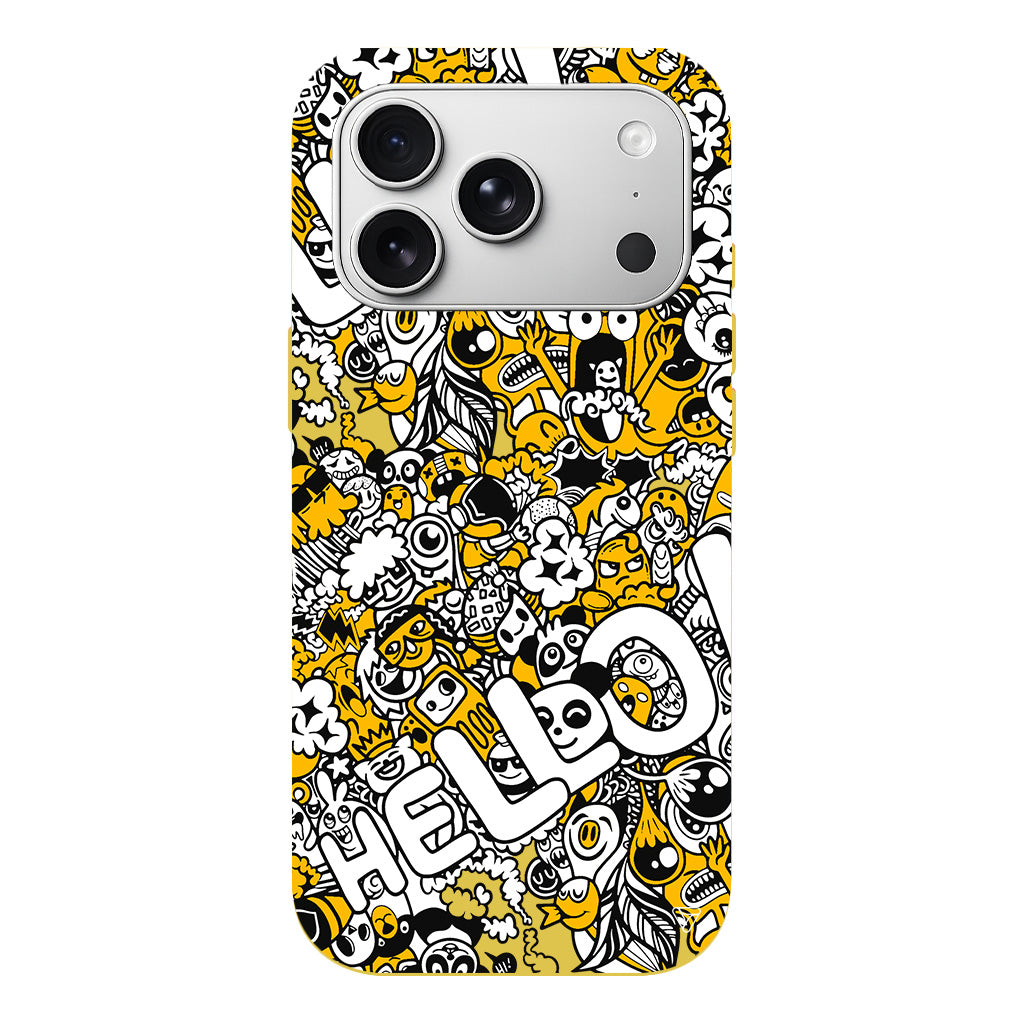 Doodle Hello Lansman Model İçi Kadife Silikon Telefon Kılıfı