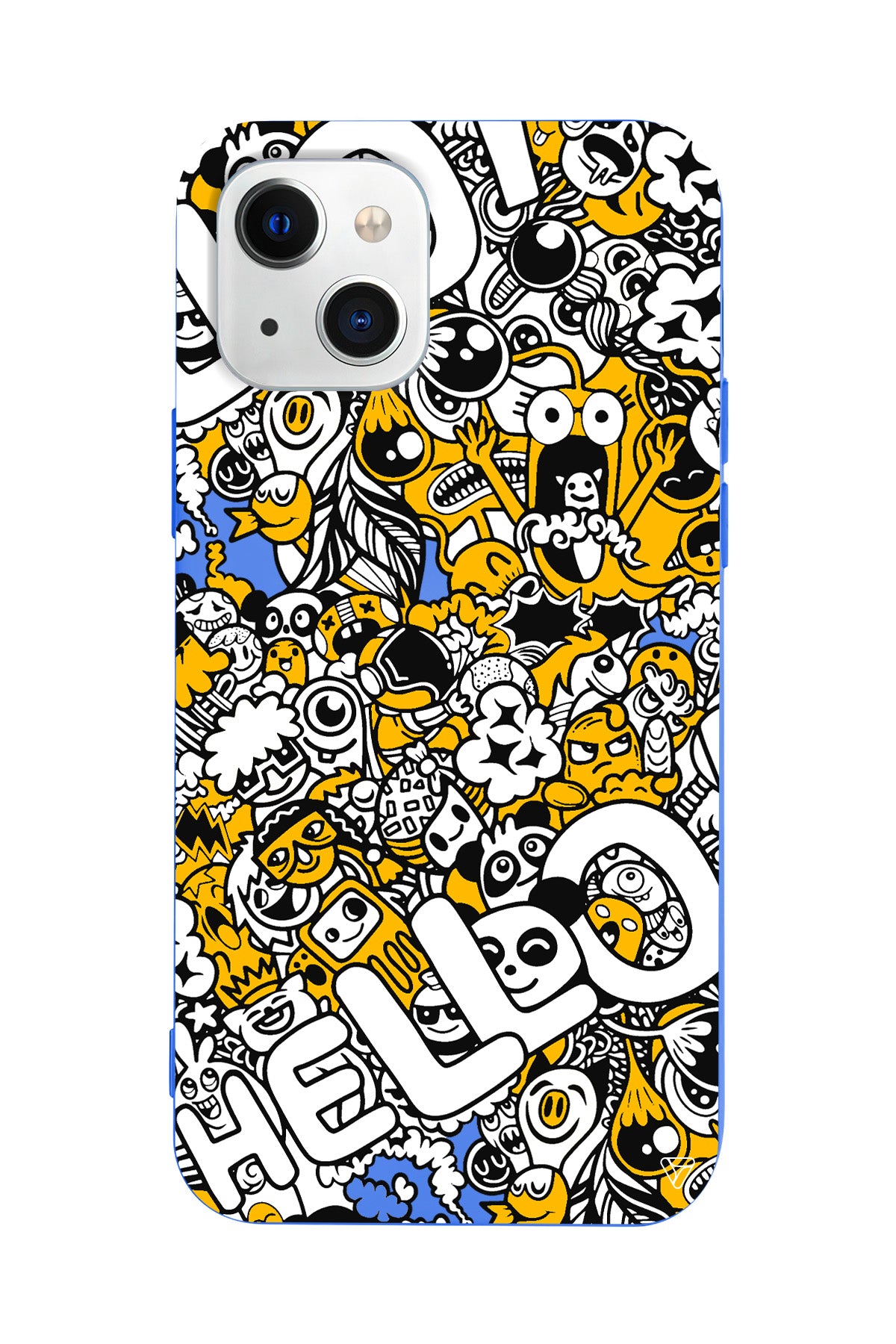 Doodle Hello Lansman Model İçi Kadife Silikon Telefon Kılıfı – Plus Serisine Özel