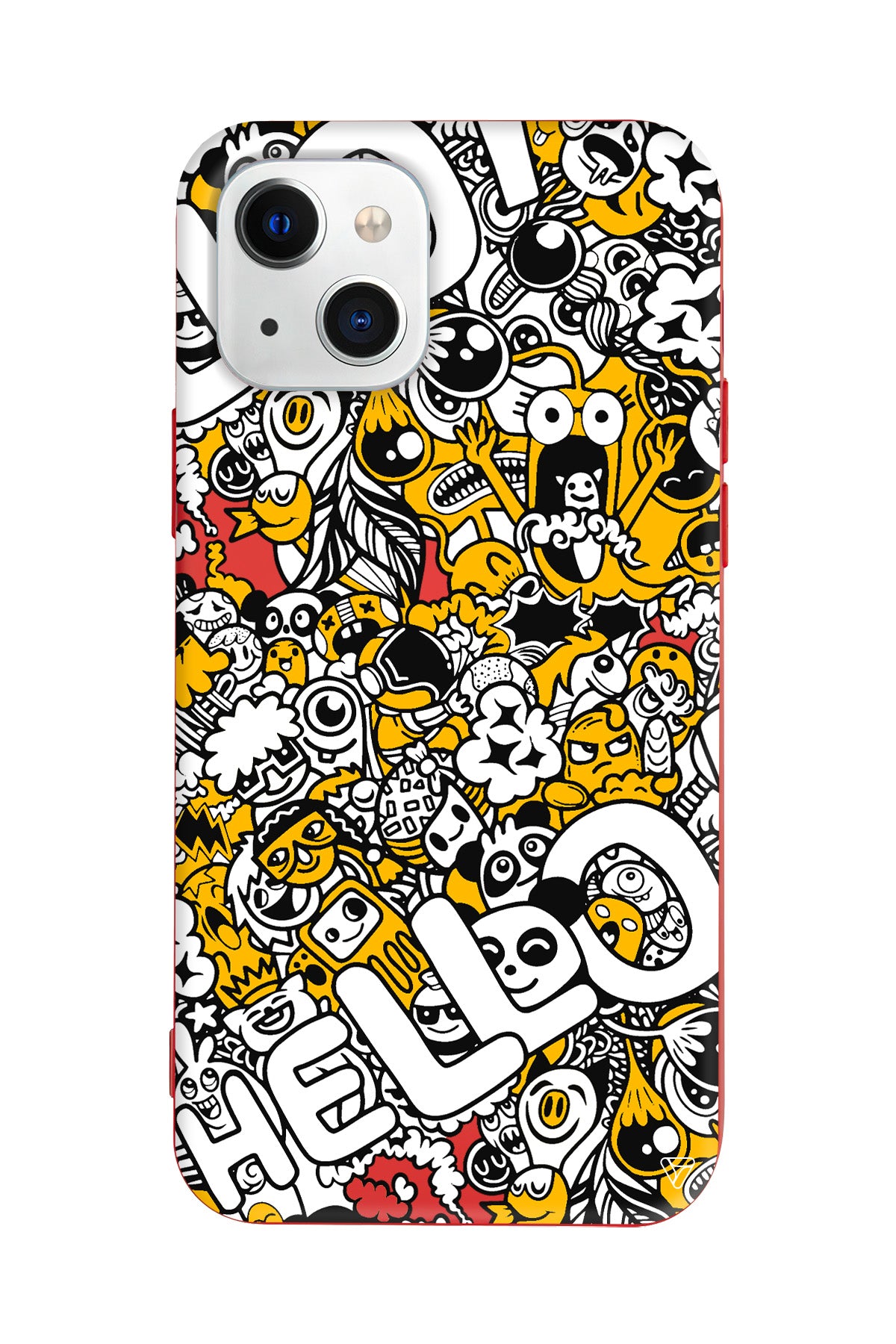 Doodle Hello Lansman Model İçi Kadife Silikon Telefon Kılıfı – Plus Serisine Özel