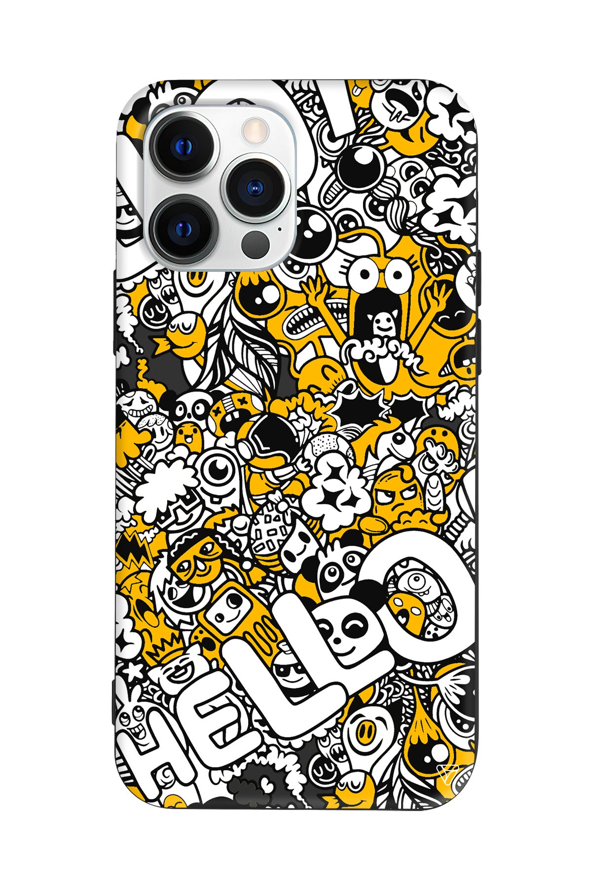 Doodle Hello Lansman Model İçi Kadife Silikon Telefon Kılıfı