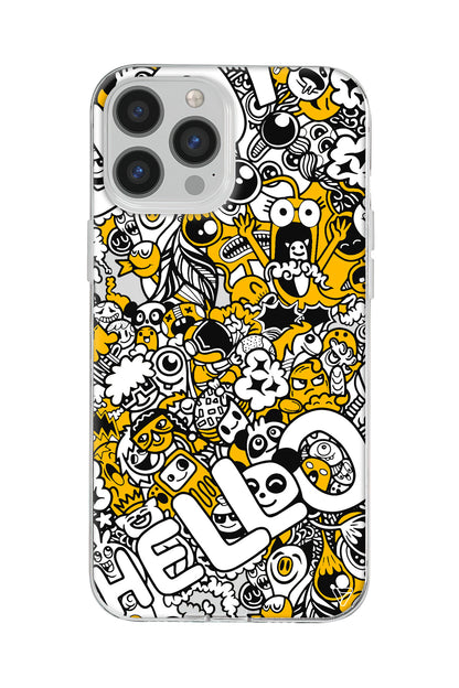 Doodle Hello Lansman Model İçi Kadife Silikon Telefon Kılıfı