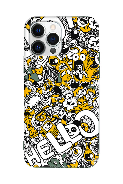 Doodle Hello Lansman Model İçi Kadife Silikon Telefon Kılıfı