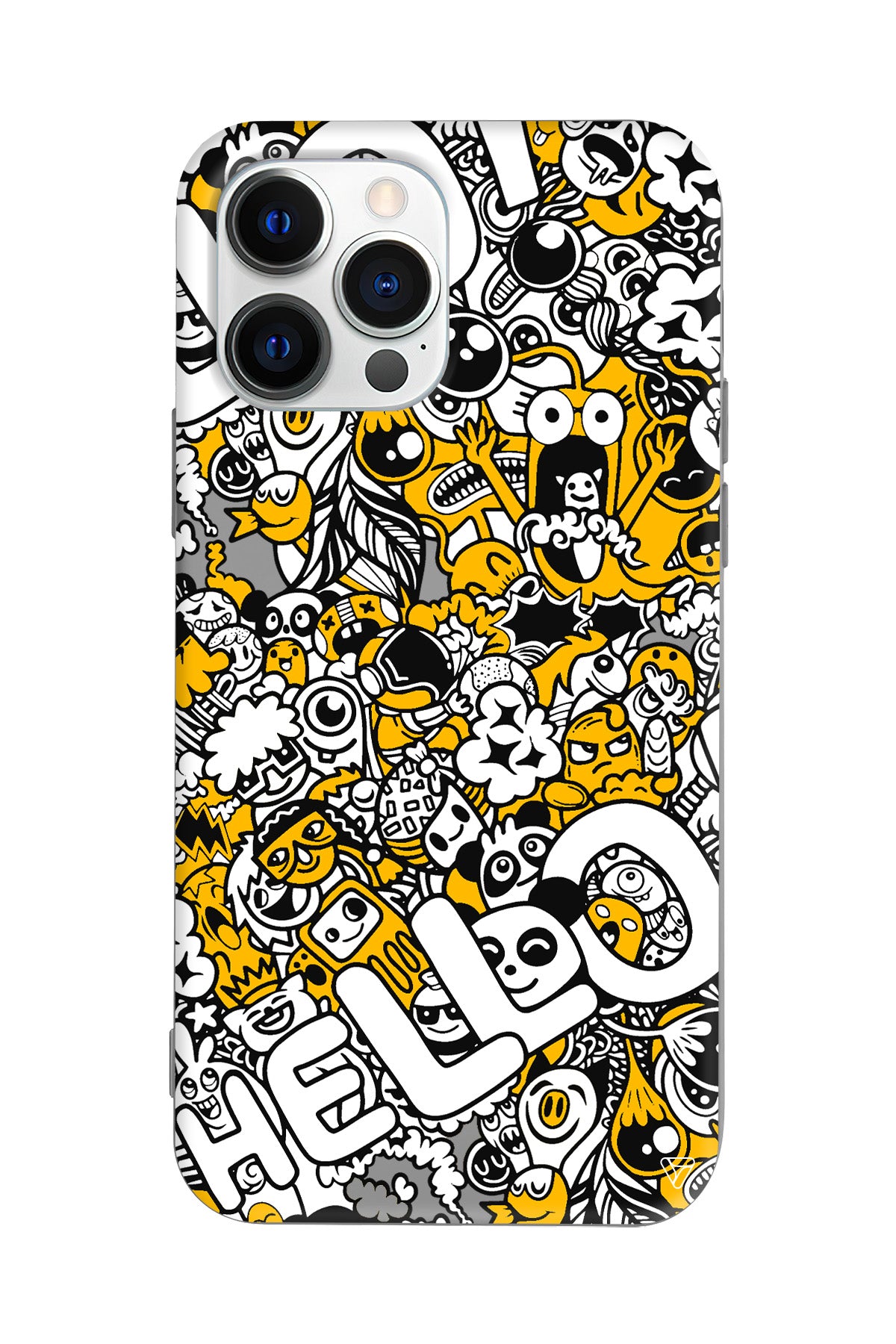 Doodle Hello Lansman Model İçi Kadife Silikon Telefon Kılıfı