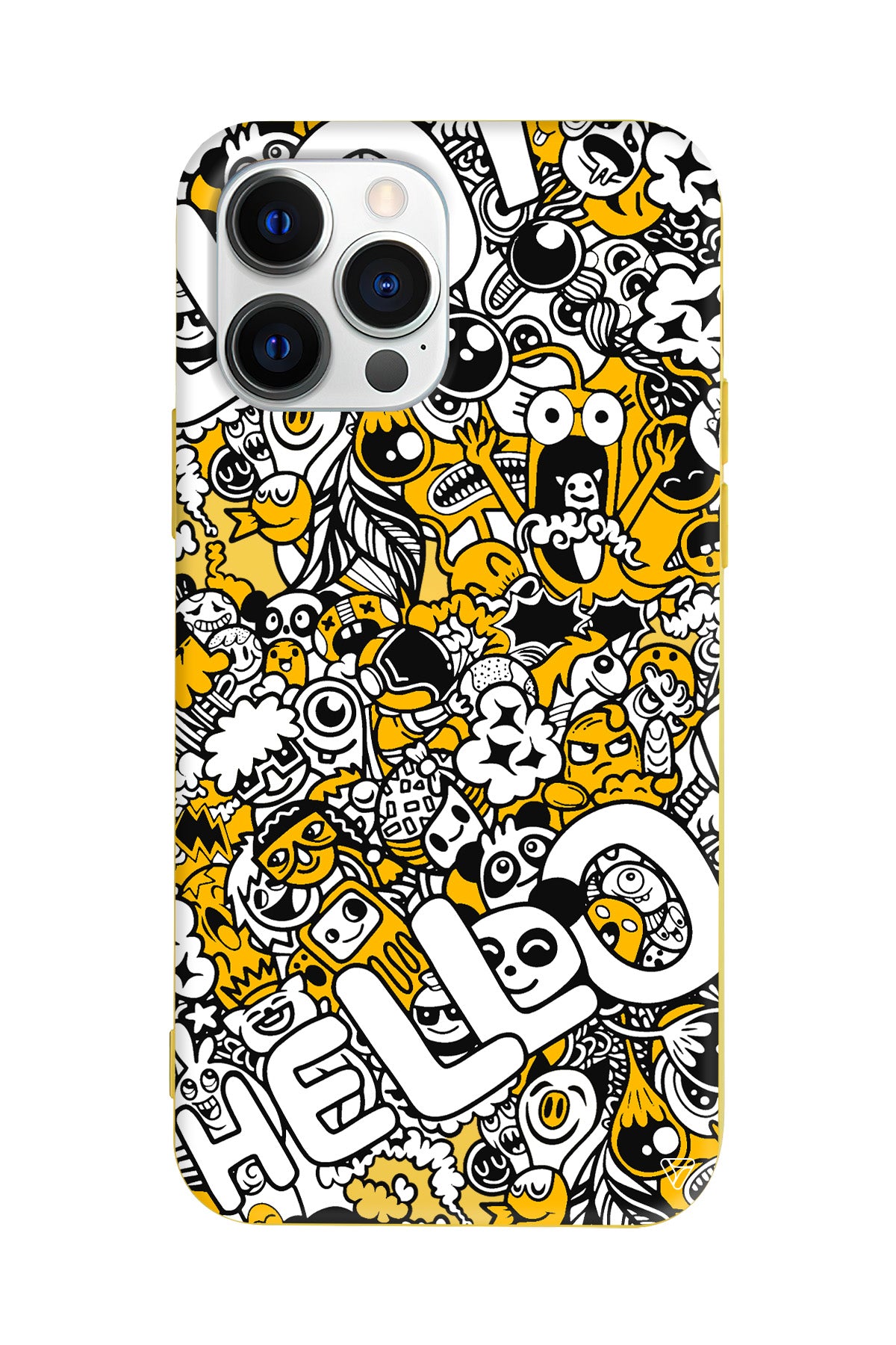 Doodle Hello Lansman Model İçi Kadife Silikon Telefon Kılıfı