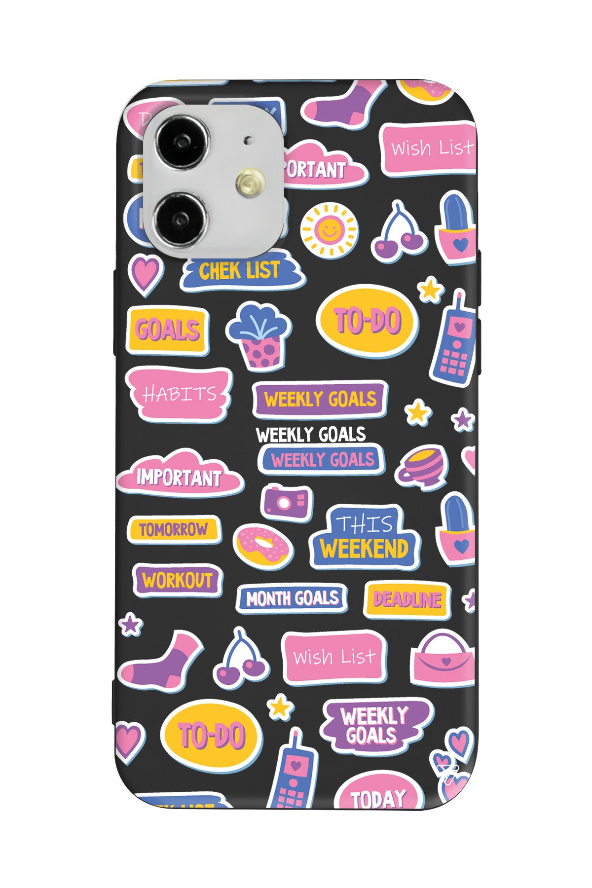 Weekly Goals Lansman Model İçi Kadife Silikon Telefon Kılıfı