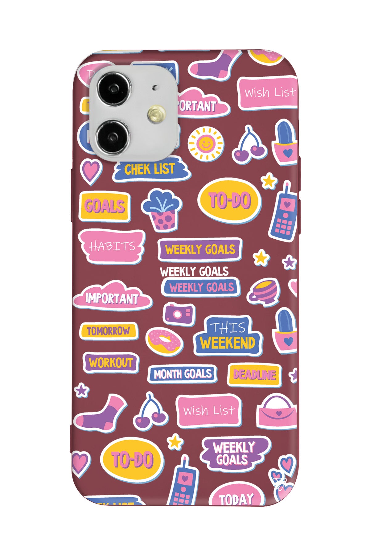 Weekly Goals Lansman Model İçi Kadife Silikon Telefon Kılıfı