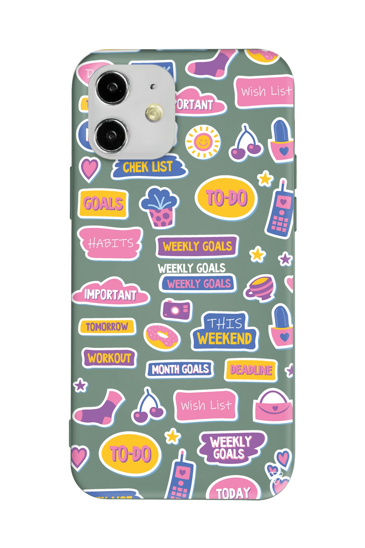 Weekly Goals Lansman Model İçi Kadife Silikon Telefon Kılıfı