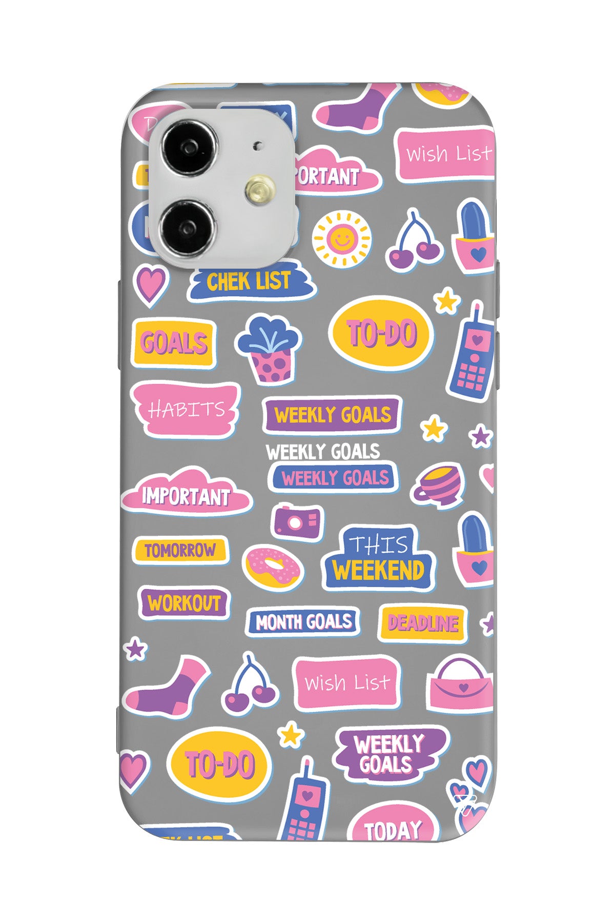 Weekly Goals Lansman Model İçi Kadife Silikon Telefon Kılıfı