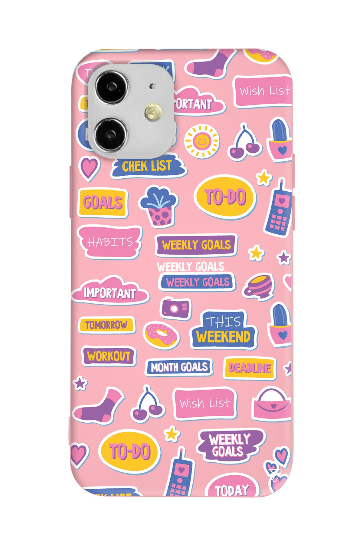 Weekly Goals Lansman Model İçi Kadife Silikon Telefon Kılıfı