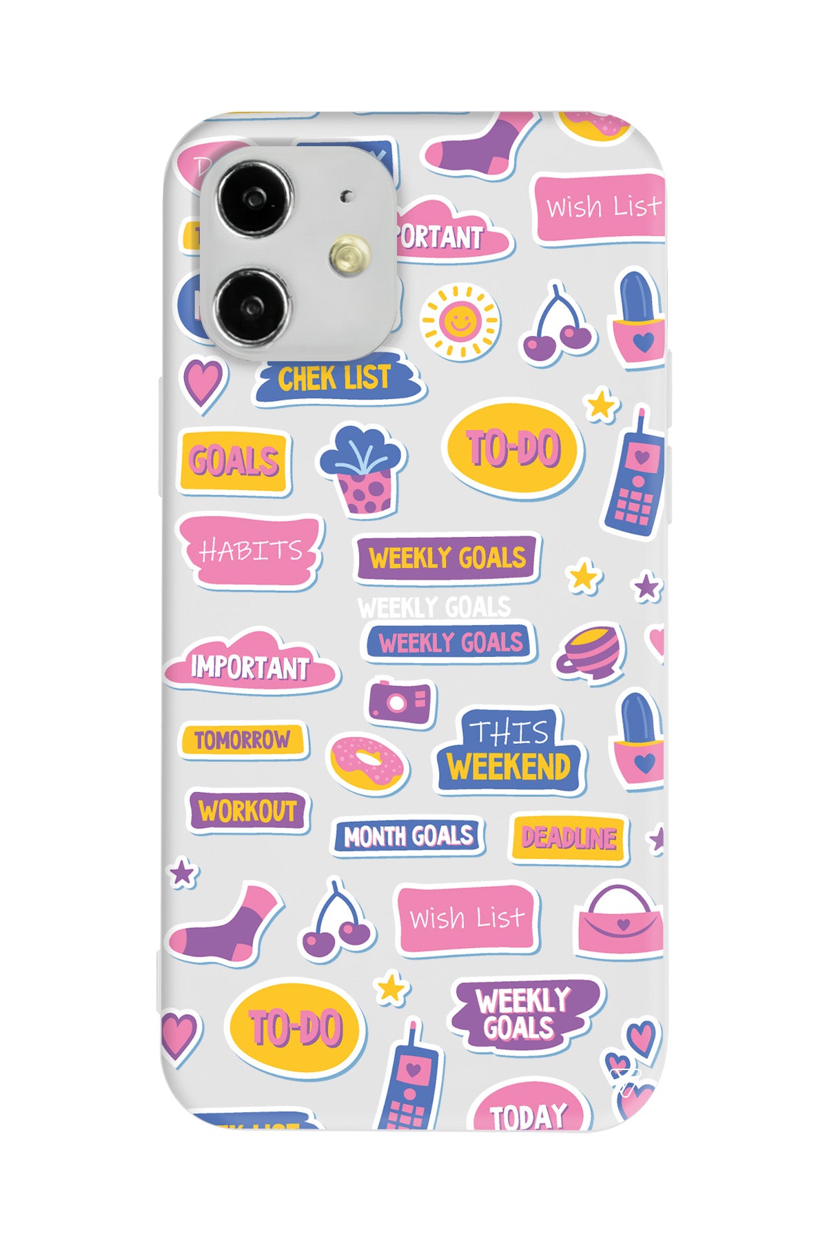 Weekly Goals Lansman Model İçi Kadife Silikon Telefon Kılıfı