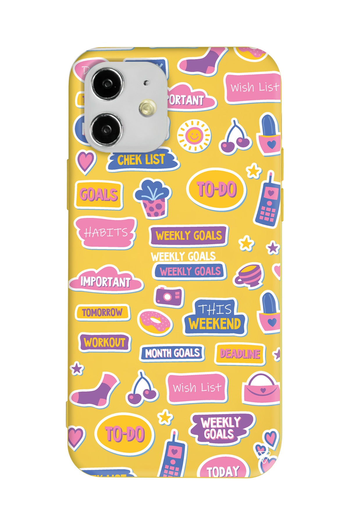 Weekly Goals Lansman Model İçi Kadife Silikon Telefon Kılıfı