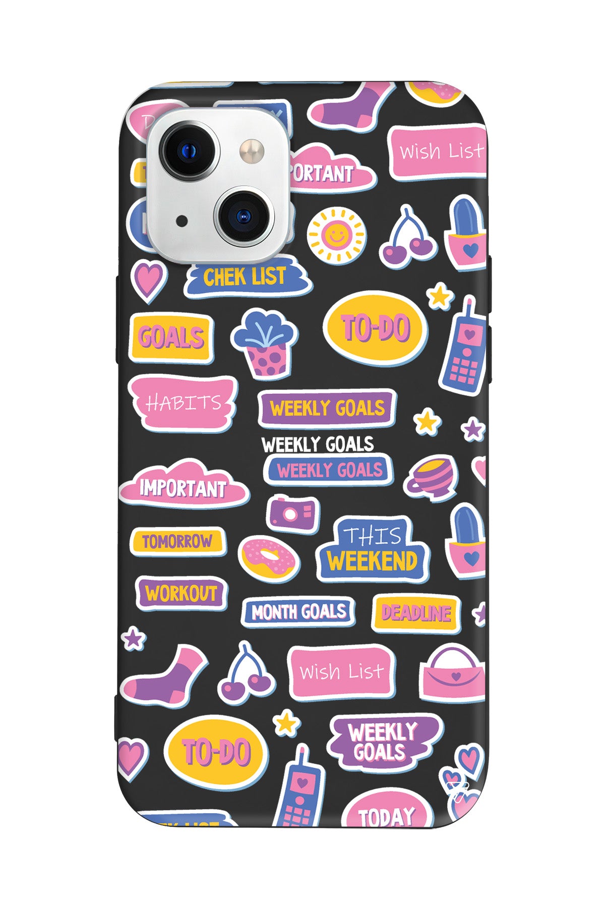 Weekly Goals Lansman Model İçi Kadife Silikon Telefon Kılıfı