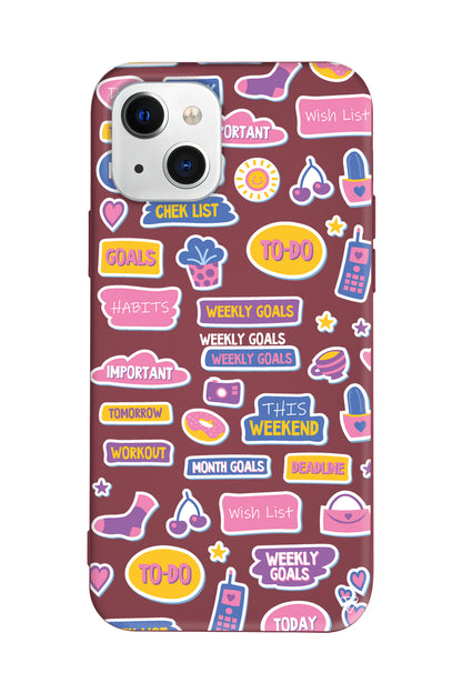 Weekly Goals Lansman Model İçi Kadife Silikon Telefon Kılıfı – Plus Serisine Özel