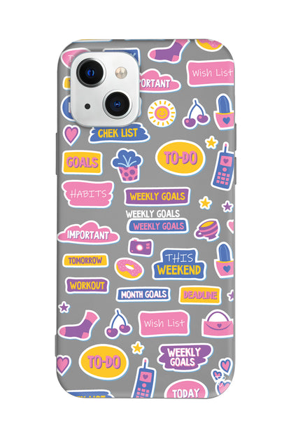 Weekly Goals Lansman Model İçi Kadife Silikon Telefon Kılıfı