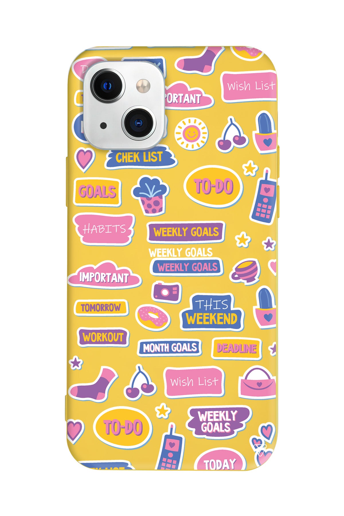 Weekly Goals Lansman Model İçi Kadife Silikon Telefon Kılıfı