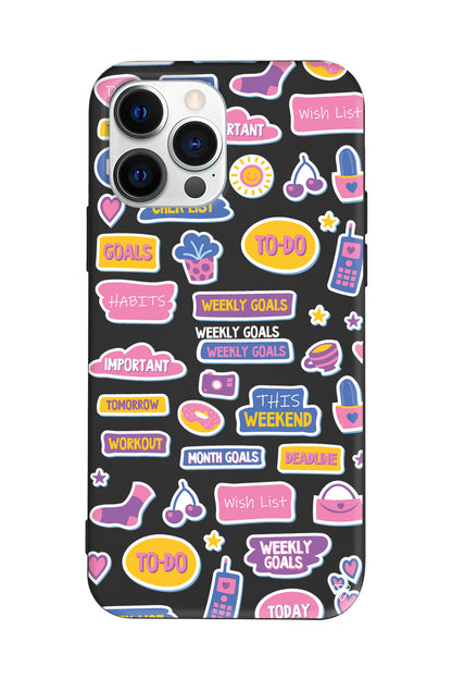 Weekly Goals Lansman Model İçi Kadife Silikon Telefon Kılıfı