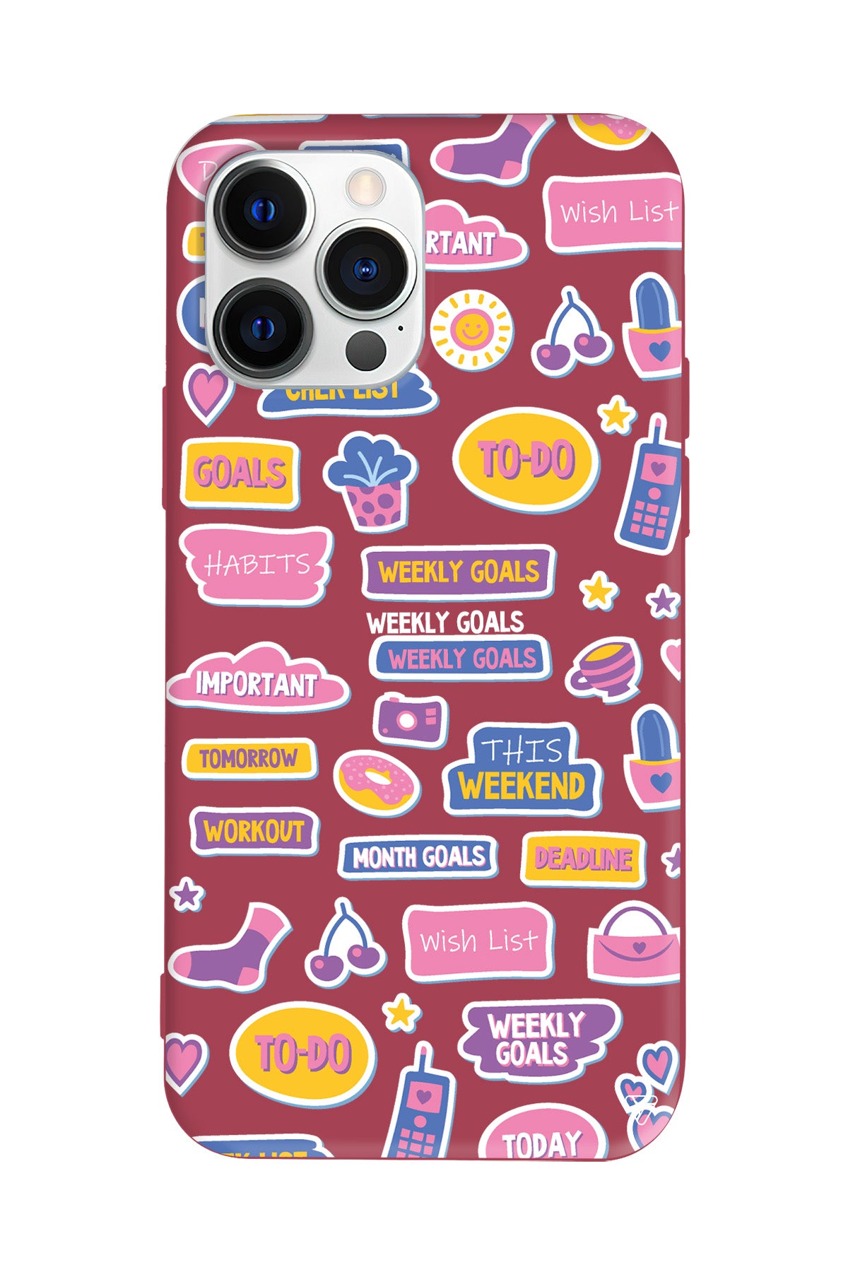 Weekly Goals Lansman Model İçi Kadife Silikon Telefon Kılıfı