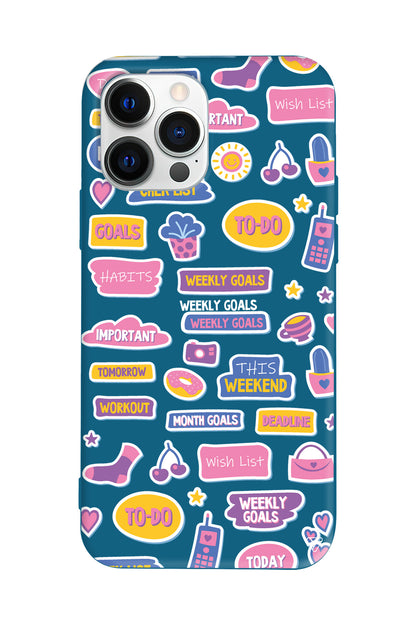 Weekly Goals Lansman Model İçi Kadife Silikon Telefon Kılıfı