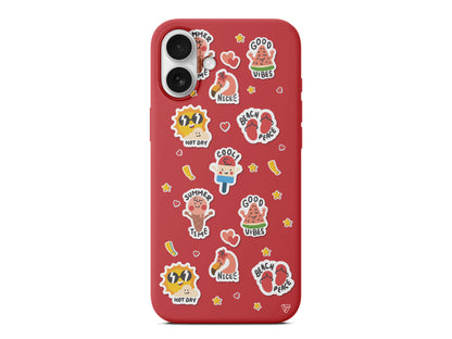 Summer Vibes Lansman Model İçi Kadife Silikon Telefon Kılıfı – Plus Serisine Özel