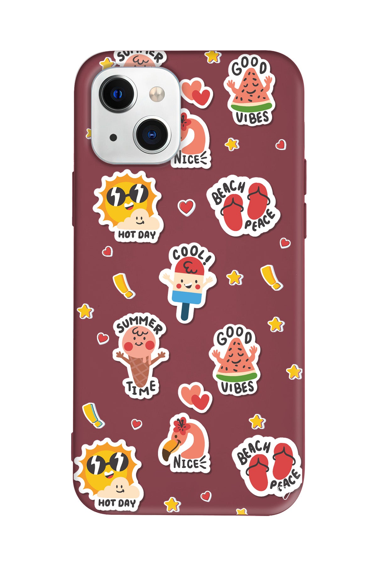 Summer Vibes Lansman Model İçi Kadife Silikon Telefon Kılıfı – Plus Serisine Özel