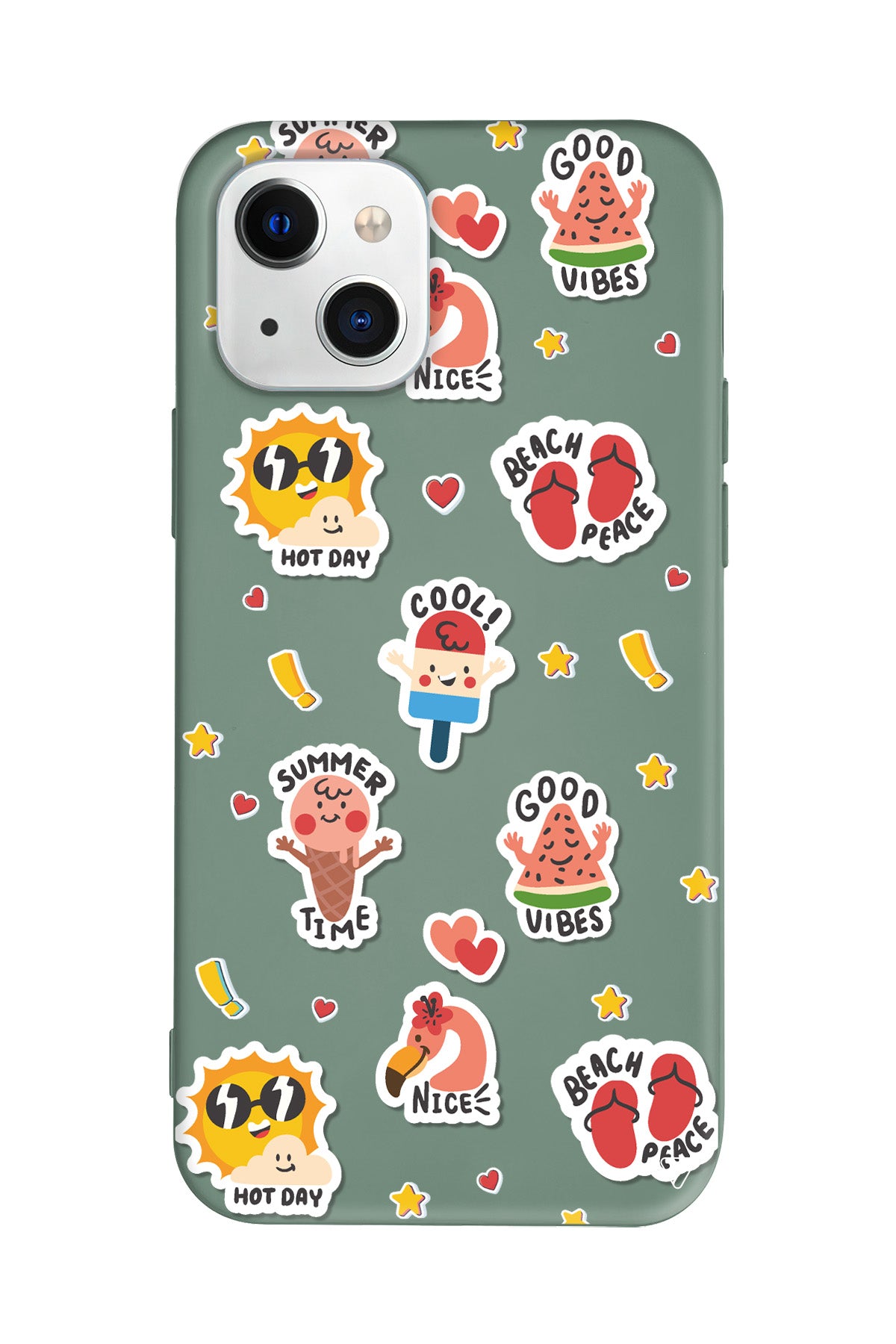 Summer Vibes Lansman Model İçi Kadife Silikon Telefon Kılıfı – Plus Serisine Özel