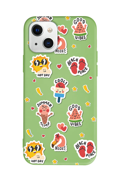 Summer Vibes Lansman Model İçi Kadife Silikon Telefon Kılıfı – Plus Serisine Özel