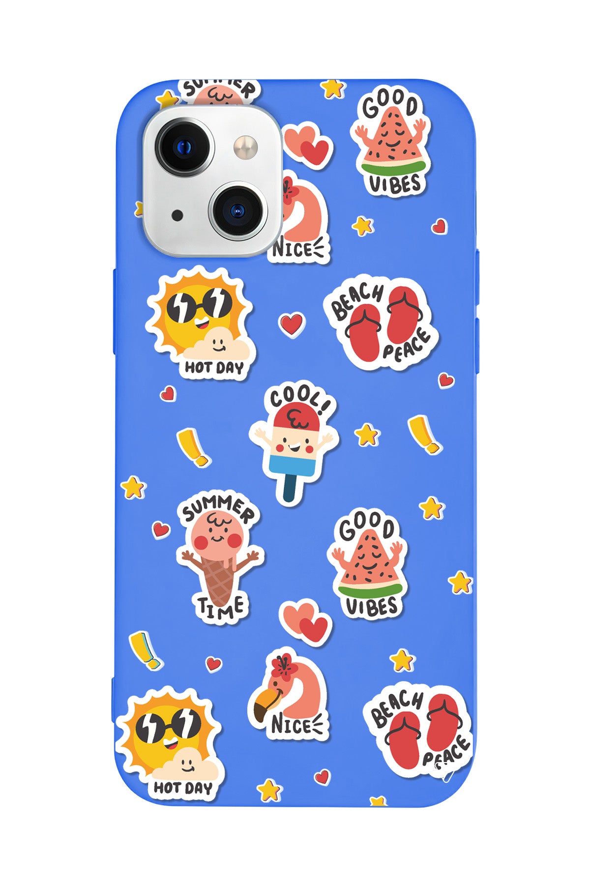 Summer Vibes Lansman Model İçi Kadife Silikon Telefon Kılıfı – Plus Serisine Özel