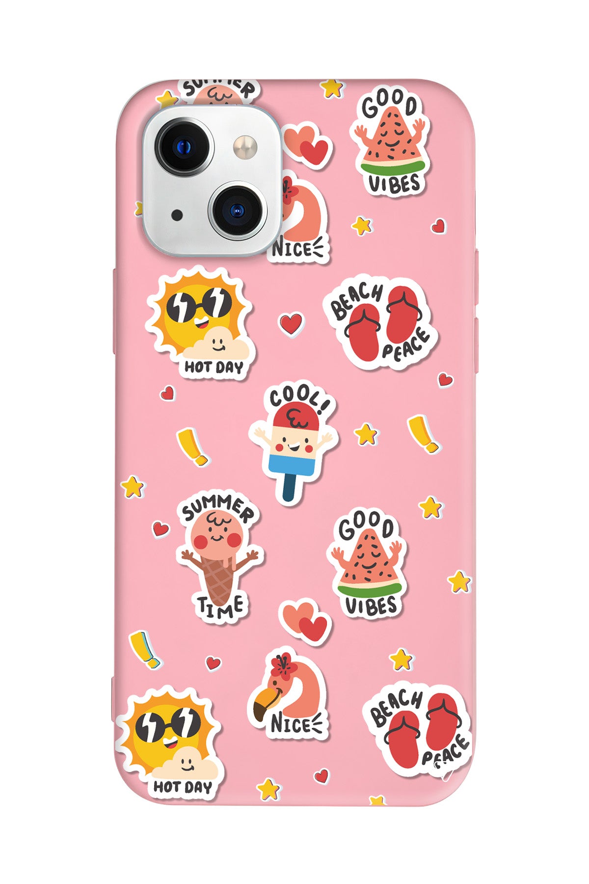 Summer Vibes Lansman Model İçi Kadife Silikon Telefon Kılıfı – Plus Serisine Özel