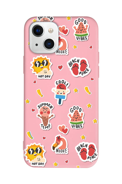 Summer Vibes Lansman Model İçi Kadife Silikon Telefon Kılıfı