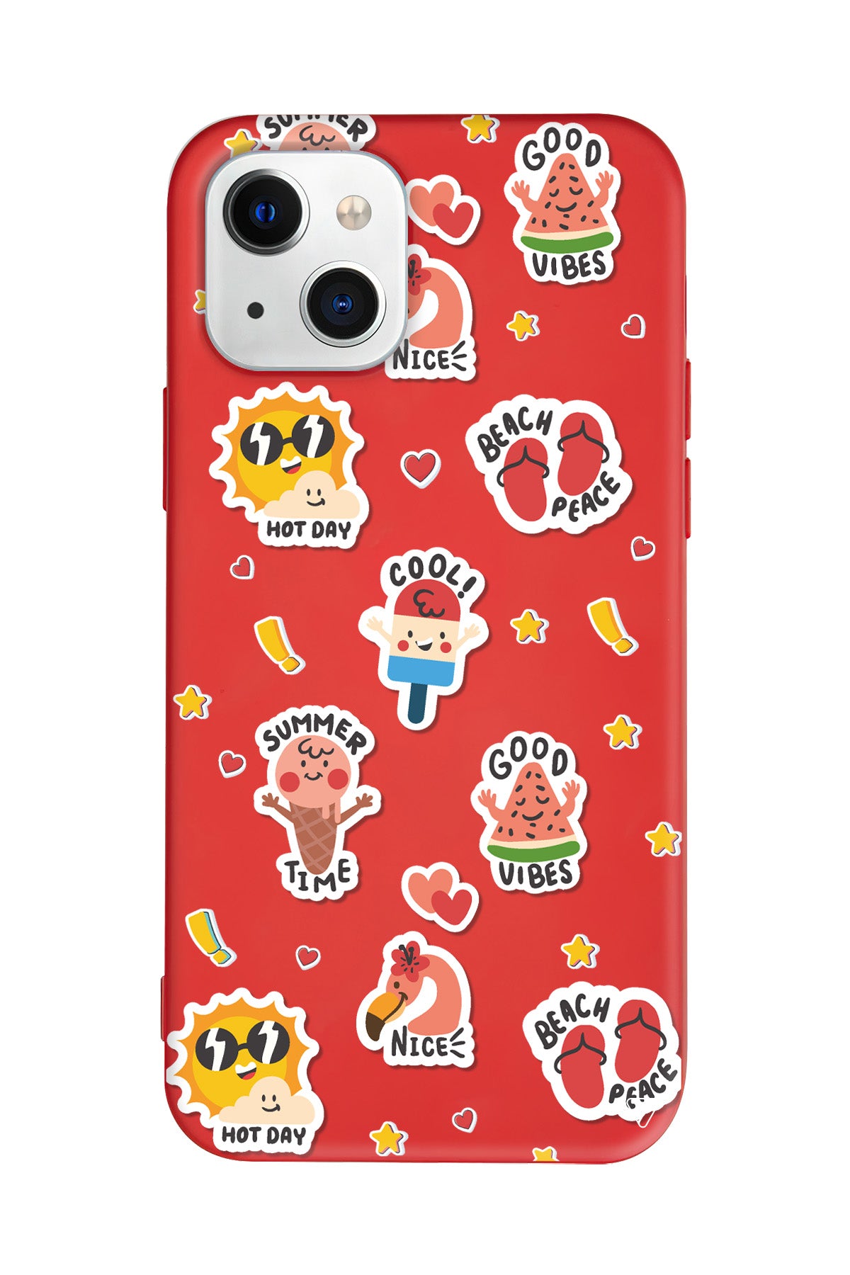 Summer Vibes Lansman Model İçi Kadife Silikon Telefon Kılıfı – Plus Serisine Özel