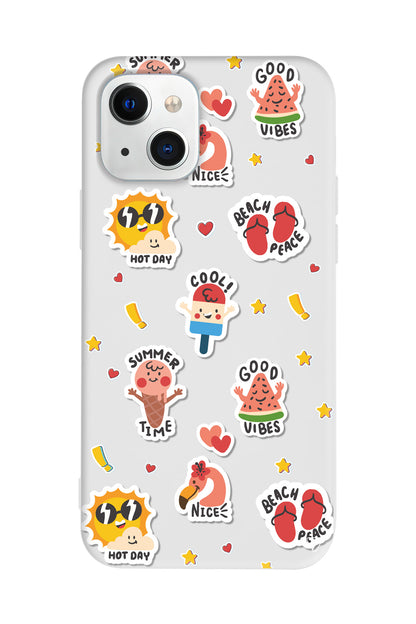 Summer Vibes Lansman Model İçi Kadife Silikon Telefon Kılıfı – Plus Serisine Özel