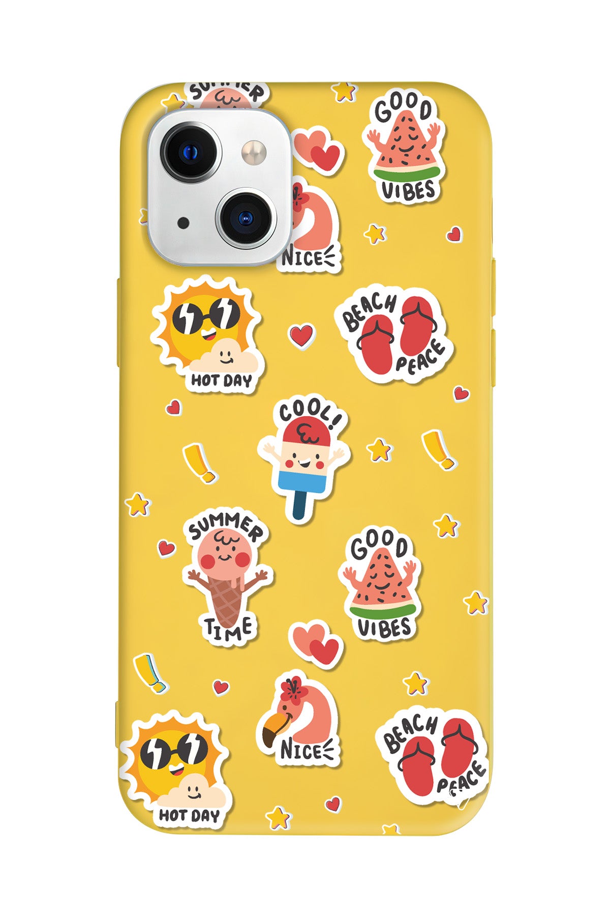 Summer Vibes Lansman Model İçi Kadife Silikon Telefon Kılıfı – Plus Serisine Özel