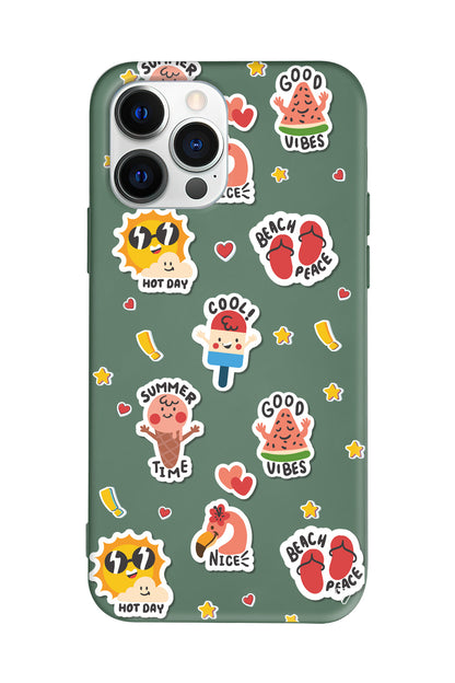 Summer Vibes Lansman Model İçi Kadife Silikon Telefon Kılıfı