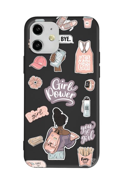 Girl Power Lansman Model İçi Kadife Silikon Telefon Kılıfı