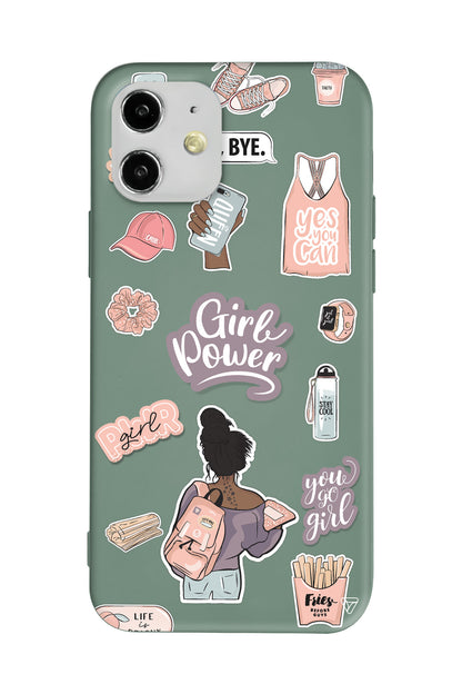 Girl Power Lansman Model İçi Kadife Silikon Telefon Kılıfı