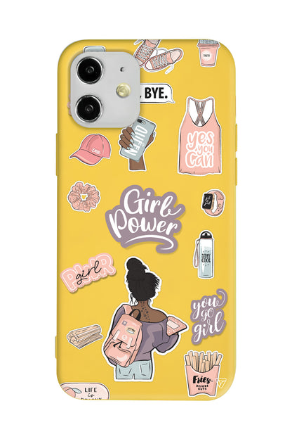 Girl Power Lansman Model İçi Kadife Silikon Telefon Kılıfı