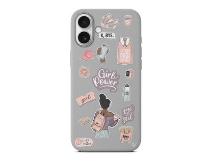 Girl Power Lansman Model İçi Kadife Silikon Telefon Kılıfı – Plus Serisine Özel