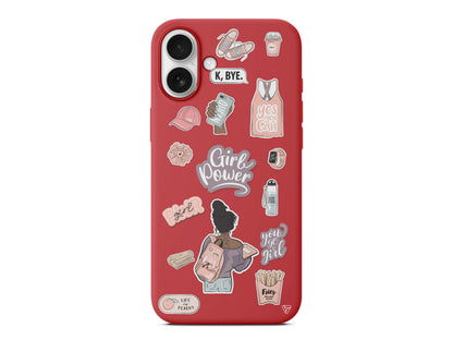 Girl Power Lansman Model İçi Kadife Silikon Telefon Kılıfı – Plus Serisine Özel