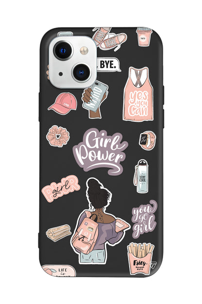 Girl Power Lansman Model İçi Kadife Silikon Telefon Kılıfı