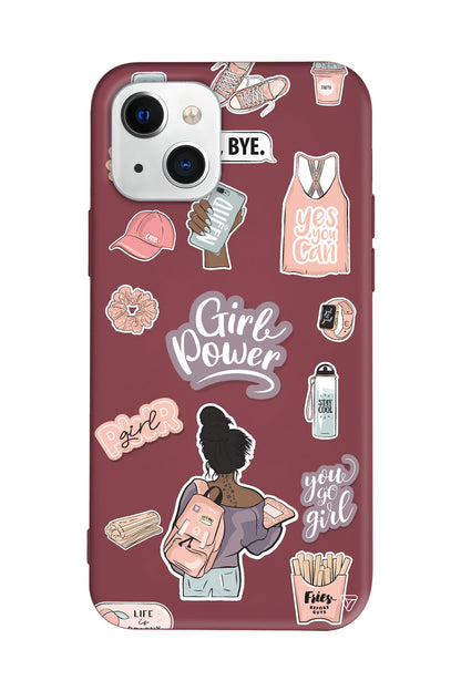 Girl Power Lansman Model İçi Kadife Silikon Telefon Kılıfı – Plus Serisine Özel