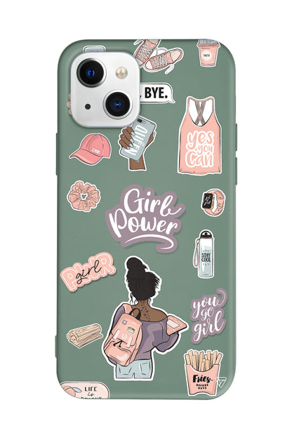 Girl Power Lansman Model İçi Kadife Silikon Telefon Kılıfı – Plus Serisine Özel