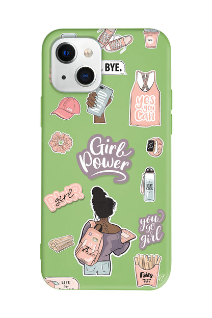 Girl Power Lansman Model İçi Kadife Silikon Telefon Kılıfı – Plus Serisine Özel