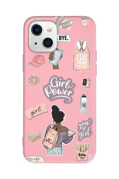 Girl Power Lansman Model İçi Kadife Silikon Telefon Kılıfı – Plus Serisine Özel